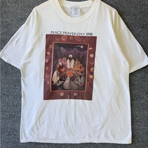 Vintage Peace Prayer Day Religion T Shirt White 90s XL Jesus